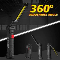 KUNYA LED Worklight Flashlight, COB Rechargeable Work Lights with Magnetic Base 360 Degree Rotate and 4 Modes Portable Flood Light Inspection Construction Light for Car Repair ramdom Color image 4