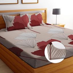 244 TC Cotton King Printed Fitted (Elastic) Bedsheet-25