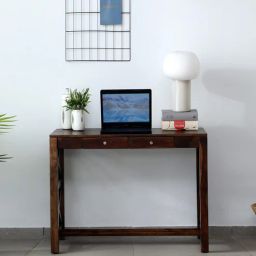 woodsworth from pepperfry Kryss Sheesham Wood Writing Table In Scratch Resistant Provincial Teak Finish-picture-18
