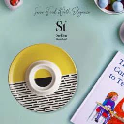 Chip n Dip Pure Melamine Heat Resistant,Elegant,Durable,Versatile, YELLOW SMILEY Tray Serving Set-image-9