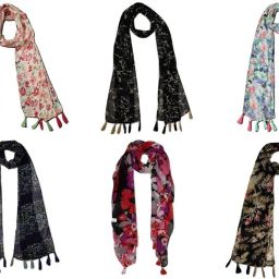 Floral Print Chiffon Women Multicolor Scarf, Stole, Fancy Scarf-image-87