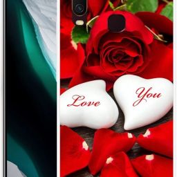 Back Cover for Vivo Y15, Glitter, Red, White, Heart, Love-image-81