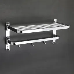 Premium Look Stainless Steel High Grade Dual Folding Towel Holder Silver Towel Holder-image-65