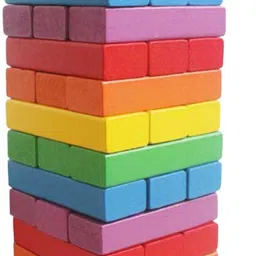 Wooden 54 Colored Wooden Building Block Dominoes, Party Game, Tumbling Tower Jenga Game Authjfort Toy (Multicolor)-28