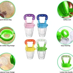 smilykid Baby Fruit nibbler with rattle and Feeding bottle with spoon for kids Teether image 3