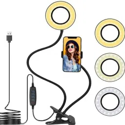 Aliens 3.5" LED Selfie Ring Light with Phone Holder | Flexible Arm Clamp for Streaming Ring Flash-21