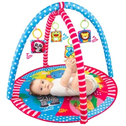 Baby Play Gym Mat with Animal Design and Hanging Rattles Mat for Infants-image-1