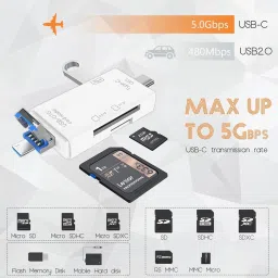 DIGICLIMBER 6 in 1 with OTG, SD Card Reader, USB Type C, USB 3.0 & Micro USB for Memory Card Card Reader image 3