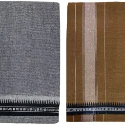 Prakasam Cotton Premium quality Mens Kerala Style Thalapathi Border Single (1.28X2.00 mtrs) -Dhoti-kerala Single mundu (Pack of 2 dhoties)-Ash:Kakki Solid Men Dhoti-image-72