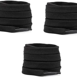 zeepzone Black Flat Shoe laces Wide for Athletic Running Sneakers (Black Flat set of 3) Shoe Lace-45