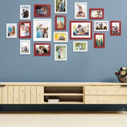 art street Red & White<br />Synthetic Wood Set Of 18 Collage<br />Photo Frames-picture-49