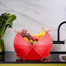 Vegetables Draining Basket, Strainer Bowl, Drainer, Colander with Lid Plastic Fruit & Vegetable Basket-image-10