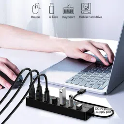 LipiWorld 7 Port 7Switch USB Hub 3.0 USB Data Hub Splitter Hub Cable Length - 30CM USB Adapter image 4