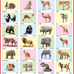 Animals Chart for Kids Big Size, Early Learning Educational Wall Chart for Children 28 x 40 inch Laminated, Non Tearable Waterproof Wall Pasting Chart Canvas Art-18