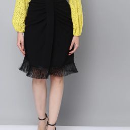 Women Solid Pencil Black Skirt-image-57