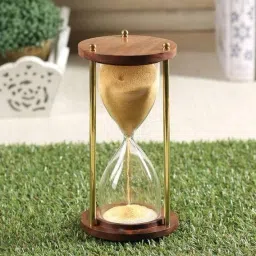 Brass and Wood Sand Timer Yellow 5.5" Sand Clock-12