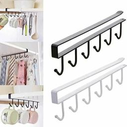 6 Hooks Multi-Functional Kitchen Utensil Rack Hanging Under Cabinet Holder (2) Hook 6-image-35