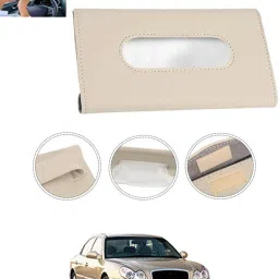 Beige Leatherite Rectangle Shape Fancy Design Tissue Dispencer For Car-164 Vehicle Tissue Dispenser-33