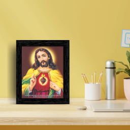 Jesus Christ Framed wall Painting with Table Top 2229TT(BK)-WITH GLASS Digital Reprint 8 inch x 6 inch Painting-image-51