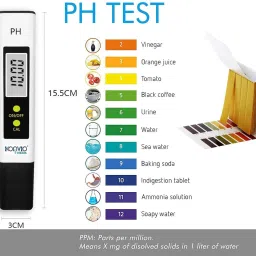 konvio neer Konvio Ph Meter and Ph Strip, Full Water Testing Kit with Buffer Powder (White) pH Testers image 4