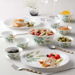 Pack of 17 Opalware Fauna Galaxy Series Crockery for Dining & Gifting Dinner Set-image-91