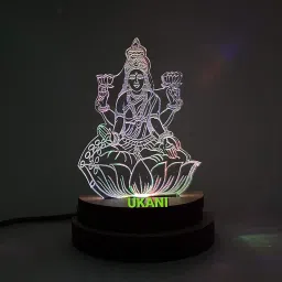 ukani 3D USB Shree Laxmi MATA Night Lamp for Car/Office/Desktop/Gift/Table Top 7 Color Change Light Size 3 Inch Table Lamp image 2
