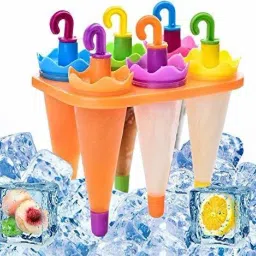 6 in 1 Umbrella Style Ice Candy Stick Popsicle Mold & Kulfi Frozen Stick Ice Cream Pop Yogurt Jelly Lolly Maker Tray Mould-Star Shape Ice Cream Candy Kulfi Maker. Multicolor Plastic Ice Ball Tray-image-64