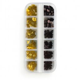 Black & Gold Nail Art Design Decoration Accessories Butterflies, Hearts, Flowers-51