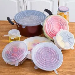 Microwave Safe Silicone Stretch Lids Flexible Covers for Rectangle, Round, Square Bowls, Dishes, Plates, Cans, Jars, Glassware and Mugs (Free Size) 5 inch Lid Set-image-52
