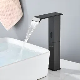 Pure Brass with Sensor for Bathroom/Long Body Washbasin (Black) Pillar Tap Faucet-17