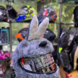 Universal Helmet Cover Bunny New grey Colours. Helmet Buckle Clip-image-59
