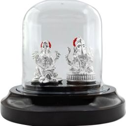 999 Pure Silver Ganesha/Vinayaka Beautiful Idol/Statue/Murti with Acrylic Base Decorative Showpiece - 50 cm-image-96