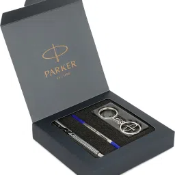 Vector Special Edition Chrome Trim Roller Ball Pen With Parker Keychain Pen Gift Set-12