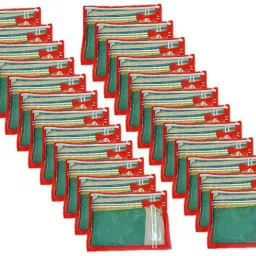 Tiarakrafts Saree cover for one saree suit cover organizer cover set of 24 piece Red Ribbon Poly-canvas Laundry Bag-14