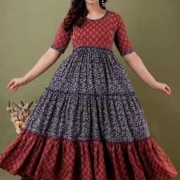 Printed Viscose Rayon Stitched Anarkali Gown-image-15