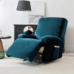 Velvet Plain 1 Seater Sofa Cover-image-28