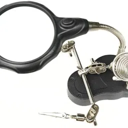 yellow tommy MG-16126A Helping Hand Soldering Stand | Dual Lens Magnifier 3.5X and 12X 1 W Simple image 2
