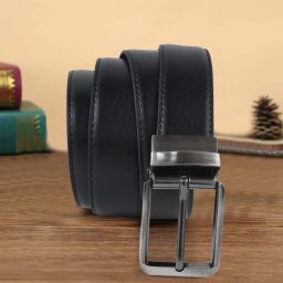 Men Black Artificial Leather Belt-image-24