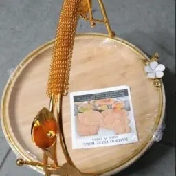Multipurpose Wooden Serving Tray for Dining Table Home Restaurant,Fruit Basket Gold Plated Fruit & Vegetable Basket-80