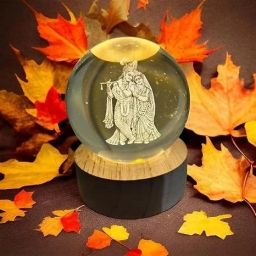 3D Crystal Ball Night Light DIWALI LAMP RADHE KRISHANA FOR HOME,OFFICE,GIFTS Decorative Showpiece - 7 cm-5