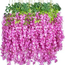 Artificial Flower for Outdoor Indoor Wedding Arch Backdrop Party Room Wall Decor Purple, Green Westeria Artificial Flower-7