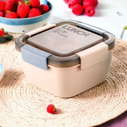 PREMIUM AIR TIGHT MULTI COMPARTMENT 1500ML LUNCH BOX SET PLASTIC (PEACH) 5 Containers Lunch Box-11