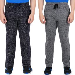 Men Printed Blue, Grey Track Pants-image-42
