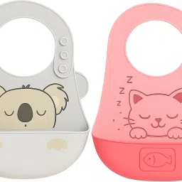 Silicone Pocket Bibs for Babies | Waterproof & BPA-Free | Pack of 2-image-99
