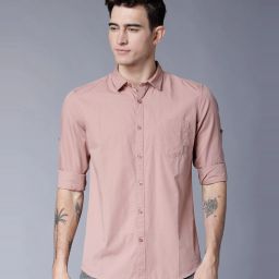 Men Slim Fit Solid Mandarin Collar Casual Shirt-image-81