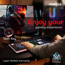 Frontech KB-0042 Wired Keyboard | RGB Backlight | 104 Keys Wired USB Standard Gaming Keyboard Compatible with Desktop, Laptop, Mac with gaming mode ,stand support,multimedia_keys image 5