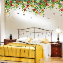 55 cm Wall Stickers Bed Room Backdrop Hanging Realistic Daisy Flowers Falling From Ceiling Border Decoration Vinyl Self Adhesive Sticker-image-41