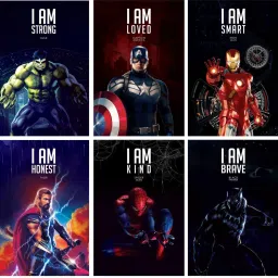 Superheroes with I AM Affirmations Wall Decor Art Poster, (Ironman, Hulk, Captain America, Thor, Black Panther, Spiderman), Pack Of 06 Paper Print-6