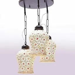Hanging three Glass lamp Chandelier (Bulb not Included)(Made in India) Ceiling Light Ceiling Lamp-11