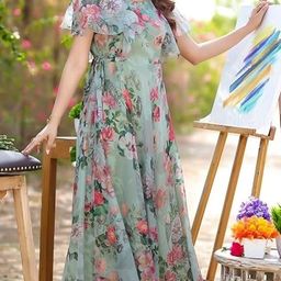 houseofcommon Floral Print Georgette Stitched Anarkali Gown-picture-0